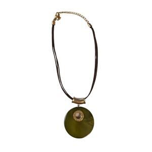 Chico's Green Round Circle Disc Triple Corded Necklace